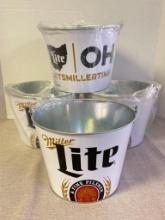 Group of 4 Metal Miller Lite Ohio Beer Buckets