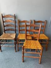 Group of 4 Vintage Mixed Woven Chairs