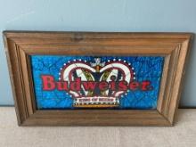 Vintage Framed Faux Stained Glass Budweiser Sign