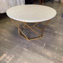 Small Decorative Faux Marble Style Top Metal Base Table