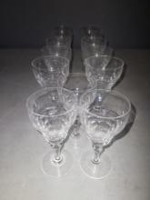 Thirteen Piece King Cole Cut Crystal Stemmed Cocktail/Wine Glasses