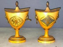 Two English Regency Tole Chestnut Urns Made in France