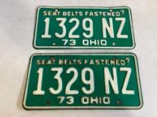 Group of Matching 1973 Ohio License Plates
