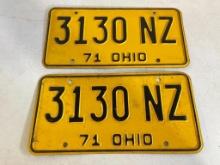 Matching Set of 1971 Ohio License Plates