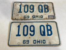 Matching Set of 1969 Ohio License Plates