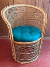 Wicker Chair with Padded Seat