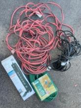 Group of Extension Cords and Power Strip