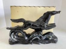 Vintage Ceramic Horse and Fiberglass Background, Console Lamp