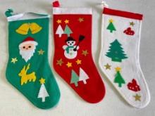 Group of 3 Vintage Cloth Christmas Stockings