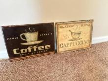 Pair of Small Metal Coffee Signs