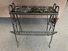 Vintage Wire Magazine Rack with Tile Top