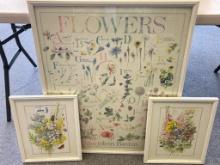 Group of 3 Framed Floral Prints