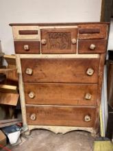 Antique Hand Made Chest of Drawers w/Hand Carved Detail and Dovetail Design