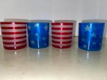 Four Glass Patriotic Candle Holders