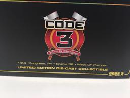 CODE 3 Die cast 1/64 scale limited edition MACK CF PUMPER fire truck(PROGRESS PA)