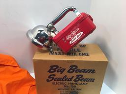 Vintage BIG BEAM(No166) sealed beam flashlight/original box,flashlight,EMS jumpsuit(size L44),
