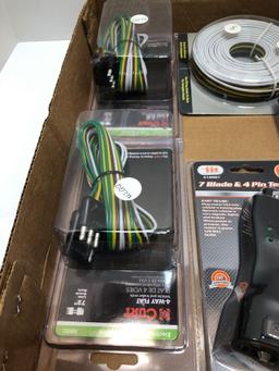 Trailer electric plugs & sockets,7 blade & 4 pin tester, 25' 4 conductor wire