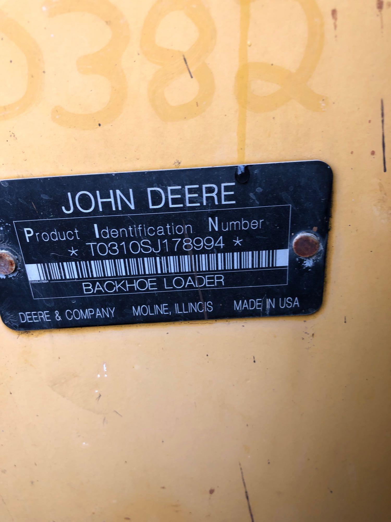 JOHN DEERE(310sj)backhoe/loader(4x4 diesel;extend-A-hoe;plumbed for hammer;sawtooth boom;cab heat/AC