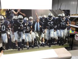 Signed Joe Paterno poster(leading football team out of tunnel)