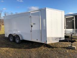 2018 LOOK Tandem axle enclosed trailer with certificate of origin (white;ramp door/spring