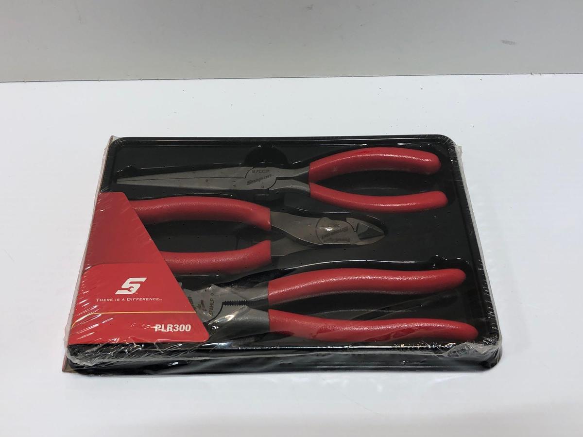 SNAP ON Red Vinyl Soft Grip Handle Pliers Cutter (PLR300)3 Pcs Set(NIB)
