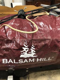 Balsam Hill Christmas tree artificial with storage bag tree stand and attached white lights