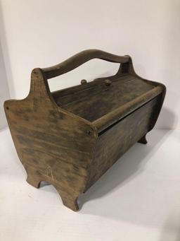 Antique wooden sewing box with a singer sewing machine parts will work with Lot No. 324 singer