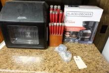 COUNTER TOP LOT INCLUDING BLACK AND DECKER COFFEE MAKER KNIFE BLOCK AND AIR