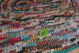 TWO HAND KNOTTED RAG RUGS APPROX 3 FOOT LONG EACH