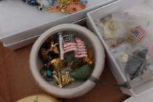 LOT OF COSTUME JEWERLY NECKLACES PINS EARRINGS AMERICAN FLAG AND MORE