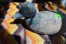 VERY EARLY WOODEN BLUE BILL DRAKE DECOY HAND MADE WITH ORIGINAL LEADS AND T