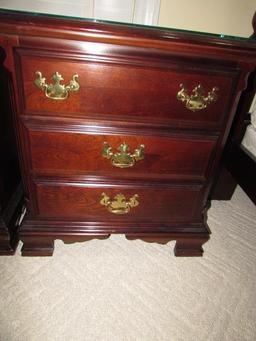 (2) Queen Anne Style Cherry Finish Night Stands, Sumter Cabinet Company. 24" x
