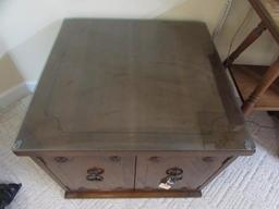 2-Door End Table--Glass on Top, 26" Square, 21"