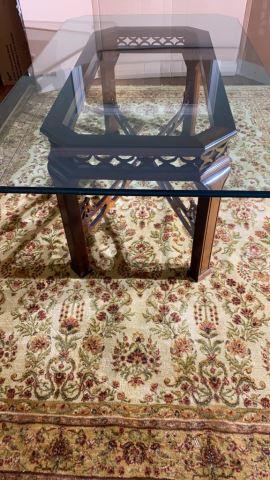 Mahogany Glass Top Dining Table - 79 1/2" x