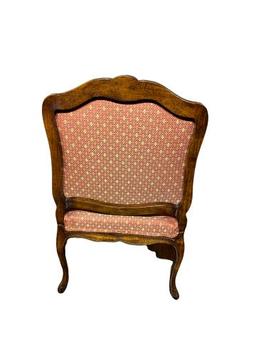 Upholstered Arm Chair with Carved Wood