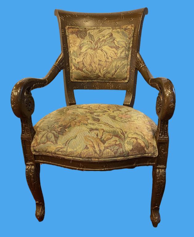 Wooden and Upholstered Arm Chair