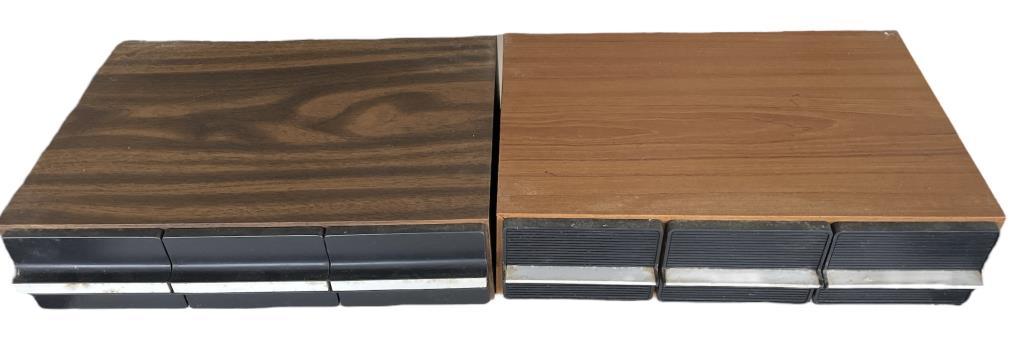 (2) Vintage Faux Wood 3 Drawer Cassette Cases a