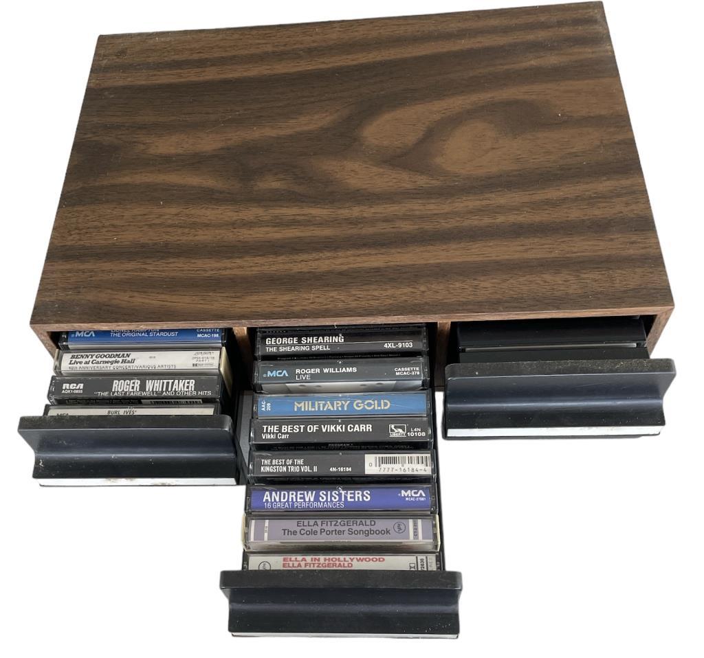 (2) Vintage Faux Wood 3 Drawer Cassette Cases a
