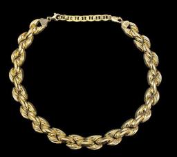 14 Kt Yellow Gold Necklace marked “14 Kt