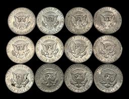 (9) 1972 Kennedy Half Dollars, No Mint Mark and