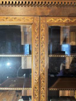 Curved Glass Marquetry Display Cabinet