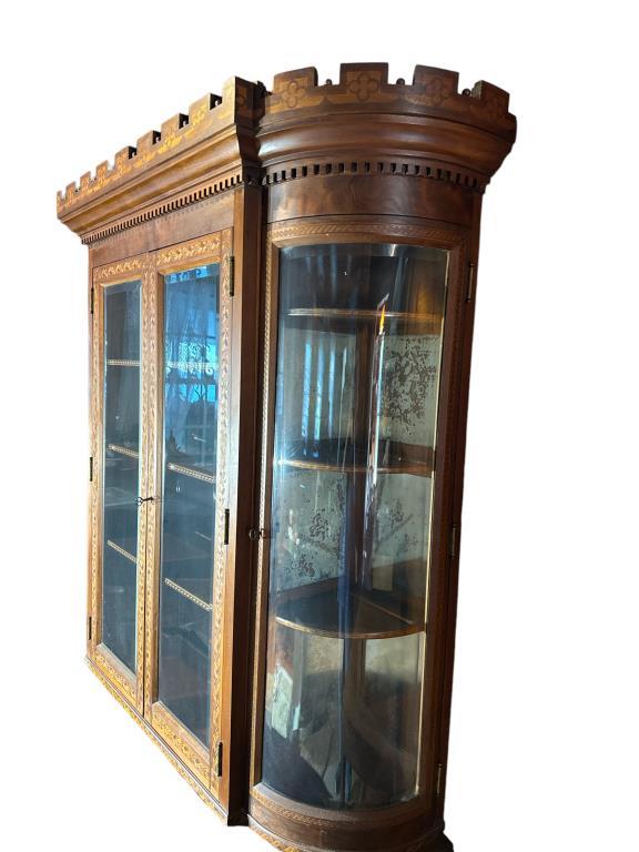 Curved Glass Marquetry Display Cabinet