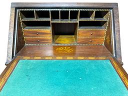 Antique Marquetry Slant Top Writing Desk -