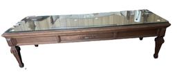 Wooden Coffee Table with Glass Protective Top