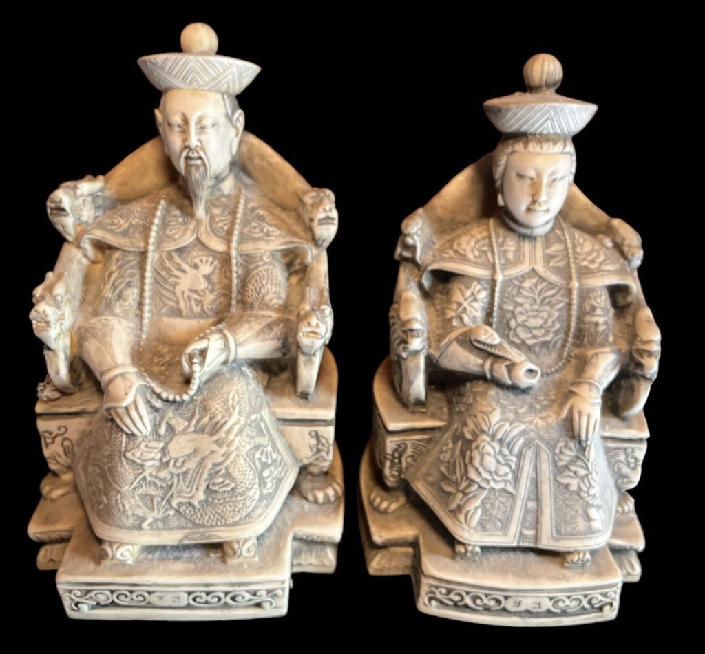 Pair of 1960s Chinese Imperial Resin Carved
