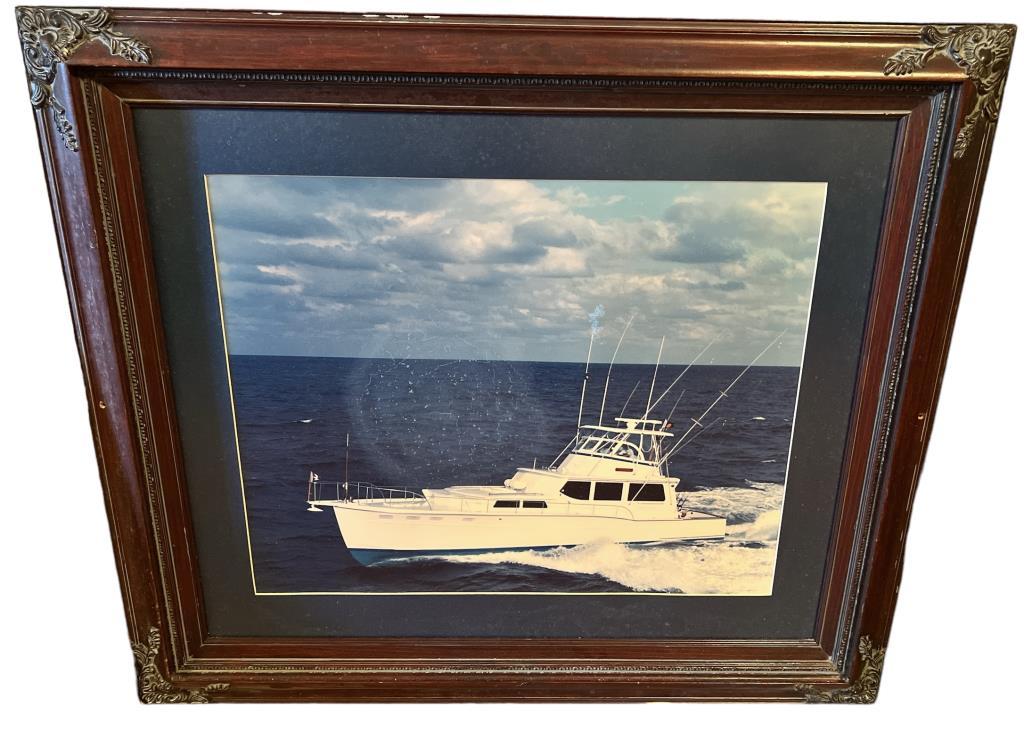 Framed and Matted Boat Picture - 29” x 15” -