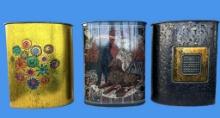 (3) Vintage Metal Trash Cans and (2) Toilet P