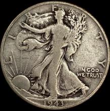 1943 Liberty Walking Half Dollar--No Mint Mark