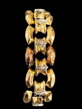 Gold and Diamond Bracelet, Unmarked, Hollow--38.5