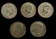 (5) 1965 Kennedy Half Dollars—No Mint Marks—40%